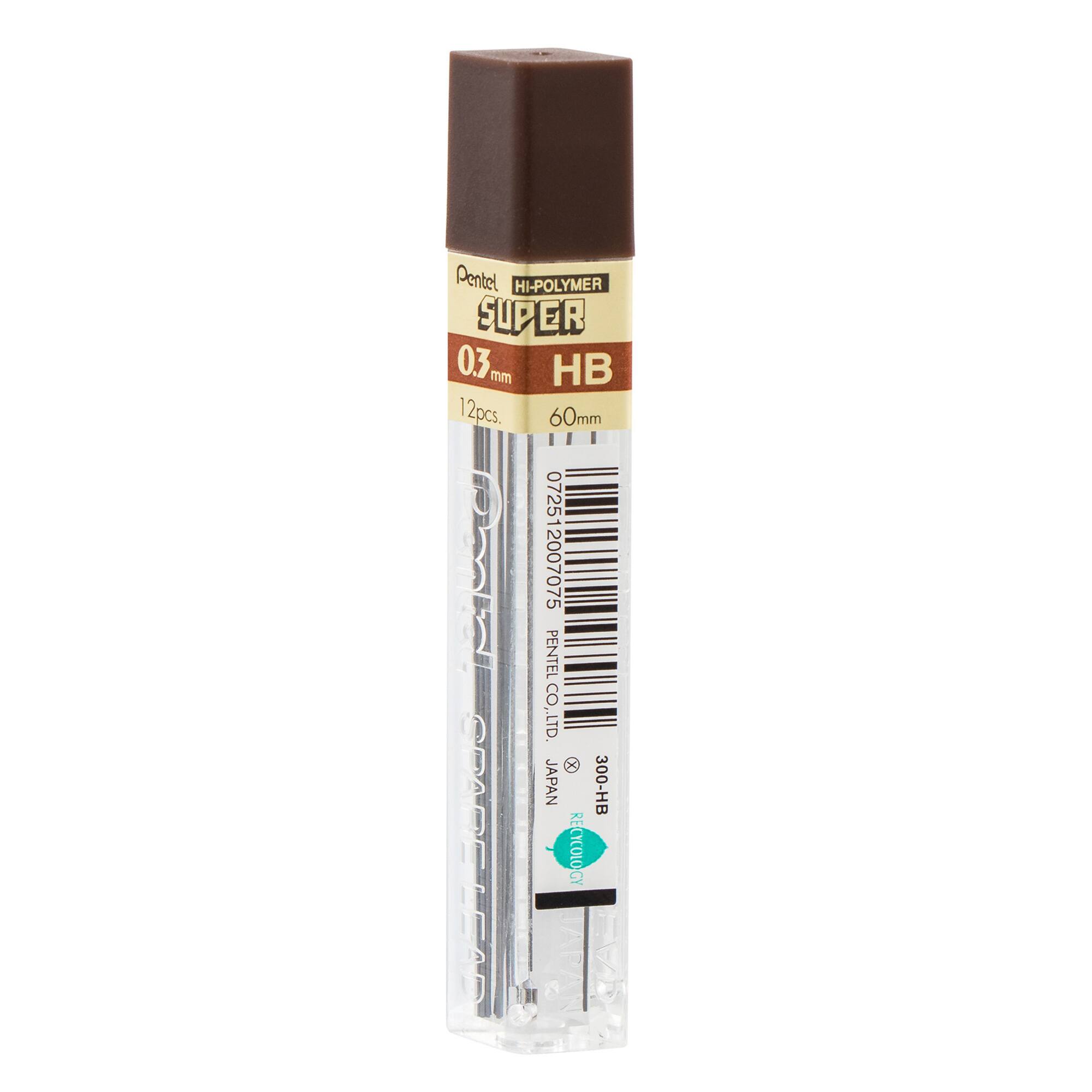 Pentel® Super Hi‑Polymer® HB Extra Fine 0.3mm Pencil Lead Refills, 12 Packs of 12